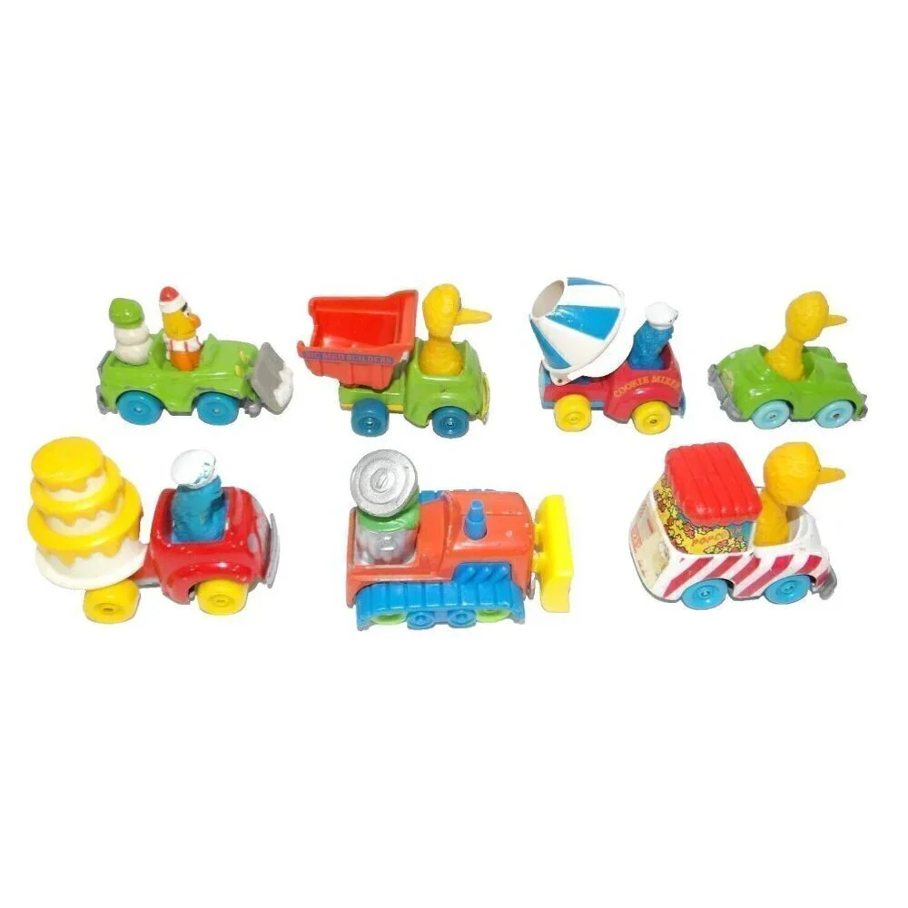 SESAME STREET vintage metal cars with plastic figures set 7 of PLAYSKOOL 1980-90